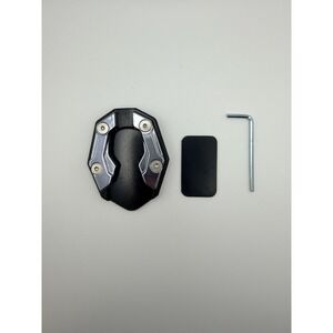 Universal Motorcycle Kickstand Enlarger Stand Foot‎ Pad w/ Hardware Black/chrome